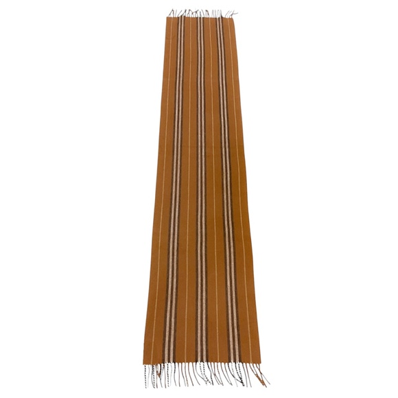 BURBERRY DARK CHESTNUT BROWN SMALL ICON STRIPE SCARF - Picture 4 of 7